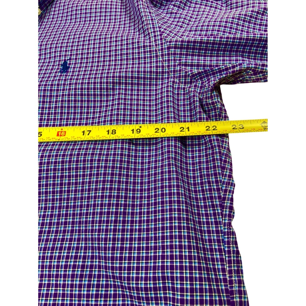 Ralph Lauren Shirt Mens Medium Purple Blue Plaid Button Down Classic Pony Logo - Picture 6 of 7